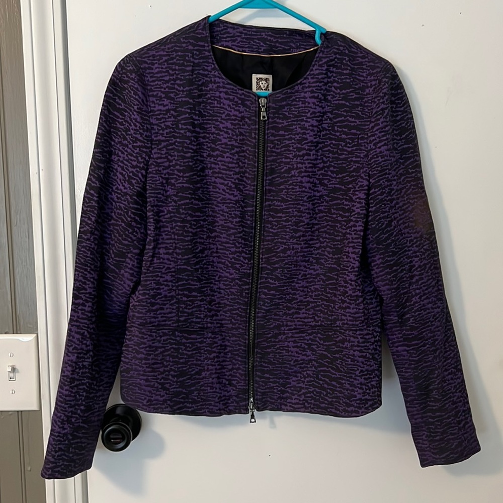 Anne Klein Purple/Black Blazer with custom zipper Size 8
